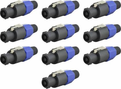 Imagem de Kit 10 Conector Speakon Macho Linha 4 Vias Azul Tozz