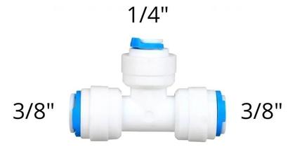 Imagem de Kit 10 Conector União T Engate Rápido 3/8" x 1/4" x 3/8" para Filtro Alta Resistência