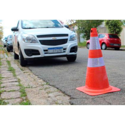Imagem de Kit 10 Cones Flexíveis Laranja e Branco de 50cm - Refletivo Borracha