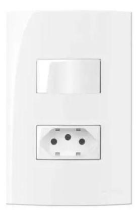 Imagem de Kit 10 Conjunto 1 Tecla Interruptor Simples e 1 Tomada 2 Polos + Terra 10A 250V Embutir Sleek