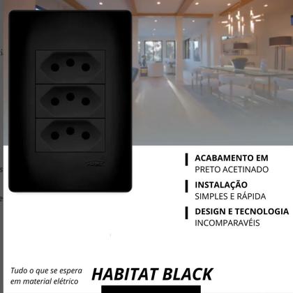 Imagem de Kit 10 Conjunto 3 Tomadas Tripolar 20a 3P Fosco Black Fame