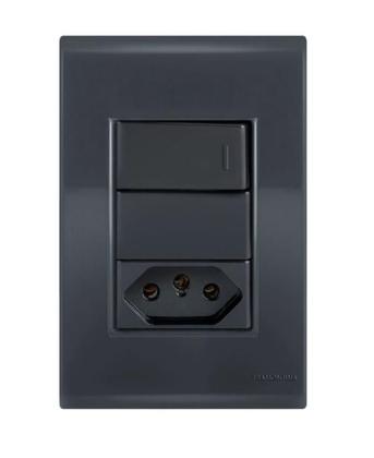 Imagem de Kit 10 Conjunto Int. Simples 1Tec + Tomada 20A Tramontina Liz Grafite