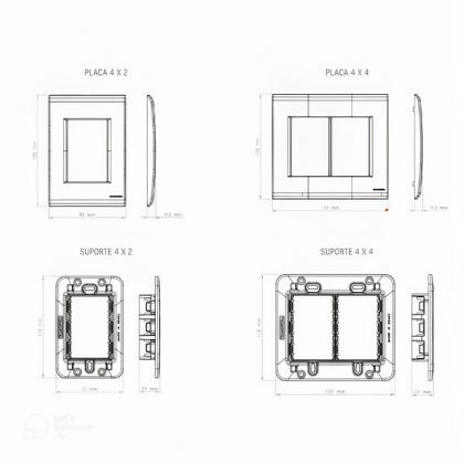 Imagem de Kit 10 Conjunto Placa 4x2 Com Furo Tramontina Liz Grafite