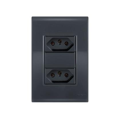 Imagem de Kit 10 Conjunto Tomada dupla 10A- Tramontina Liz Grafite