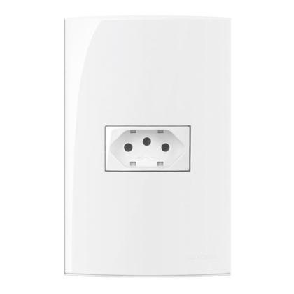 Imagem de Kit 10 conjunto tomada horizontal 4x2 10a 2p+t 250v com placa margirus sleek branco