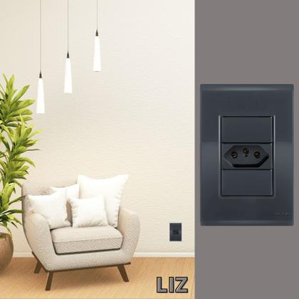 Imagem de Kit 10 Conjunto Tomada Simples 10A- Tramontina Liz Grafite