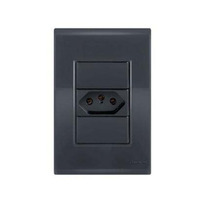 Imagem de Kit 10 Conjunto Tomada Simples 10A- Tramontina Liz Grafite