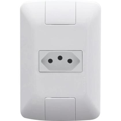 Imagem de Kit 10 Conjunto Tomada Tramontina 4x2 10a Branca Completa Simples Com Tampa 3 polos Aria