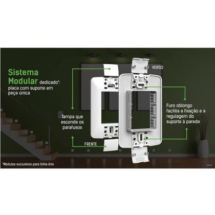 Imagem de Kit 10 Conjunto Tomada Tramontina 4x2 10a Branca Completa Simples Com Tampa 3 polos Aria