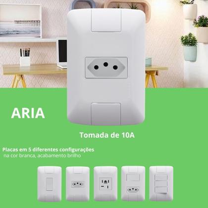 Imagem de Kit 10 Conjunto Tomada Tramontina Aria 4x2 10a Completa