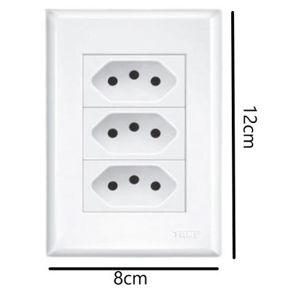 Imagem de Kit 10 Conjunto Tomada Tripla 20a Evidence Branco Fame 3268