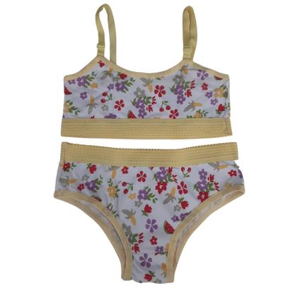 Imagem de Kit 10 Conjuntos Lingerie Infantil Top Calcinha Menina Moça
