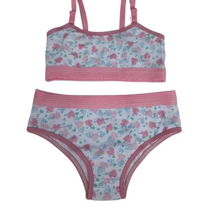 Imagem de Kit 10 Conjuntos Lingerie Infantil Top Calcinha Menina Moça