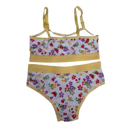 Imagem de Kit 10 Conjuntos Lingerie Infantil Top Calcinha Menina Moça