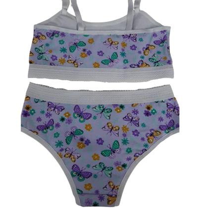 Imagem de Kit 10 Conjuntos Lingerie Infantil Top Calcinha Menina Moça