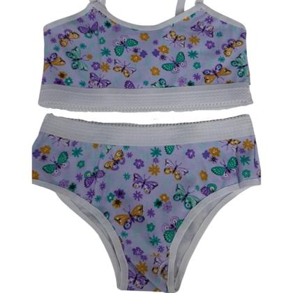 Imagem de Kit 10 Conjuntos Lingerie Infantil Top Calcinha Menina Moça