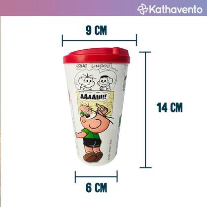 Imagem de Kit 10 Copo Bucks Turma da Mônica Com Tampa 500ml Quadrinhos