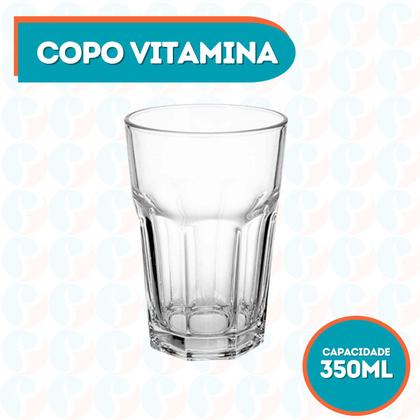 Imagem de Kit 10 Copo de Vidro resistente 350ml transparente Vitaminas