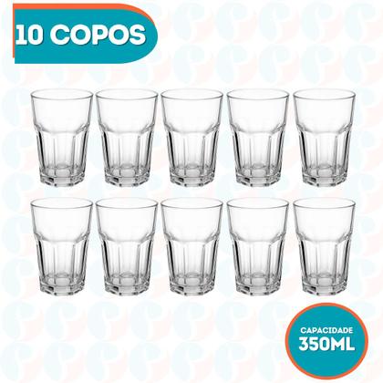 Imagem de Kit 10 Copo de Vidro resistente 350ml transparente Vitaminas