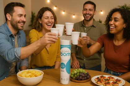 Imagem de Kit 10 Copo Resistente 200ml Branco Água Copobom 1.000 Un