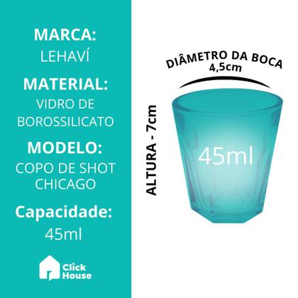 Imagem de Kit 10 Copo Vidro Shot Dose Aperitivo Tequila Cachaça 45ml