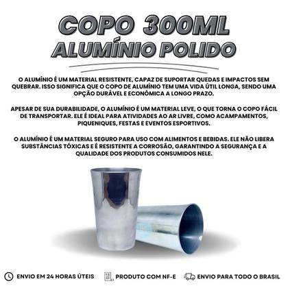 Imagem de Kit 10 Copos 300ml Cerveja Chopp Alumínio Polido Resistente