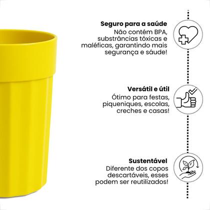 Imagem de Kit 10 Copos 350 ml de Plastico Merenda Festas Crianças Reutilizavel