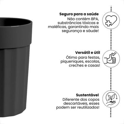 Imagem de Kit 10 Copos 350 ml de Plastico Merenda Festas Crianças Reutilizavel