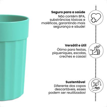 Imagem de Kit 10 Copos 350 ml de Plastico Merenda Festas Crianças Reutilizavel