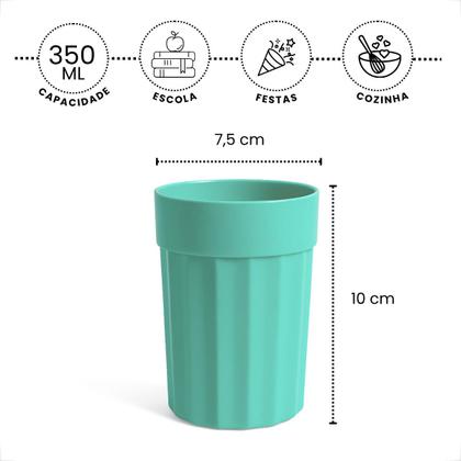 Imagem de Kit 10 Copos 350 ml de Plastico Merenda Festas Crianças Reutilizavel