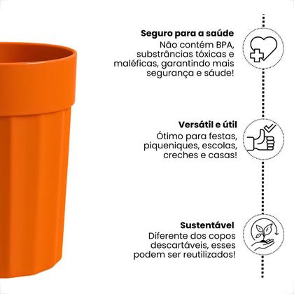 Imagem de Kit 10 Copos 350 ml de Plastico Merenda Festas Crianças Reutilizavel