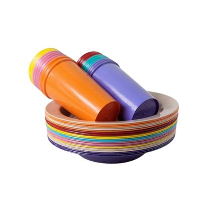 Imagem de Kit 10 Copos 350ml 10 Pratos Plástico Coloridos Infantil