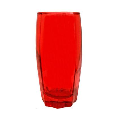 Imagem de Kit 10 Copos Florida Chique Vidro Vermelho Mesa Posta 370ml