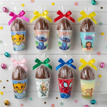 Imagem de Kit 10 Copos para Meninas Estampados para Ovos de Páscoa 320ml