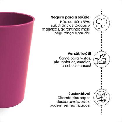 Imagem de Kit 10 Copos Plásticos Coloridos 200ml Infantil Reutilizável e Resistente