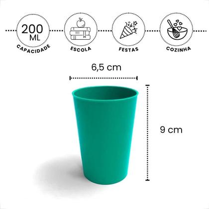 Imagem de Kit 10 Copos Plásticos Coloridos 200ml Infantil Reutilizável e Resistente