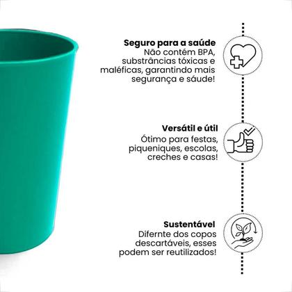 Imagem de Kit 10 Copos Plásticos Coloridos 200ml Infantil Reutilizável e Resistente
