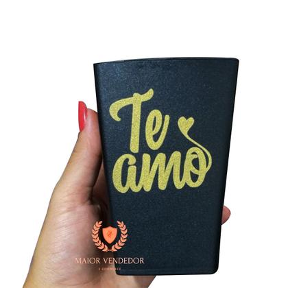 Imagem de Kit 10 Copos Quadrado Plástico Pretos Te Amo 300ml Namorados