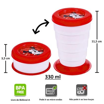 Imagem de Kit 10 Copos Retrátil Minnie Vermelha 330ml Atacado Festa Infantil Sacolinha Surpresa