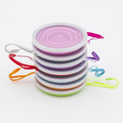 Imagem de Kit 10 Copos Silicone Dobrável Retrátil Tampa Borda Inox 270ml