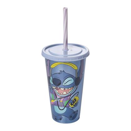 Imagem de Kit 10 Copos Stitch 500ml com Tampa e canudo para Refri Bpa Free Personalizado Disney Lembrancinha Festa Infantil Plasutil