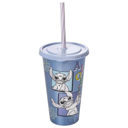 Imagem de Kit 10 Copos Stitch 500ml com Tampa e canudo para Refri Bpa Free Personalizado Disney Lembrancinha Festa Infantil Plasutil