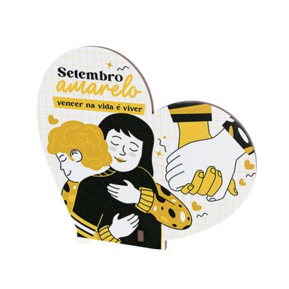 Imagem de Kit 10 Coração MDF Lembrancinha Setembro Amarelo Conscientização