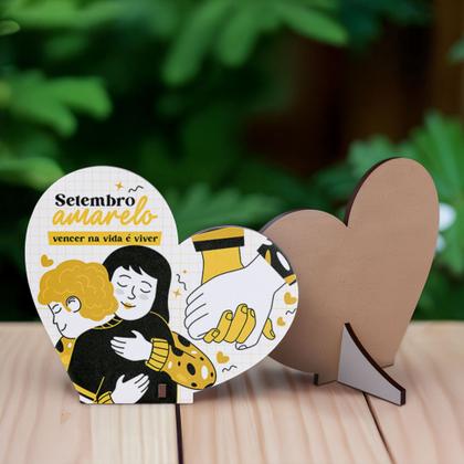 Imagem de Kit 10 Coração MDF Lembrancinha Setembro Amarelo Conscientização