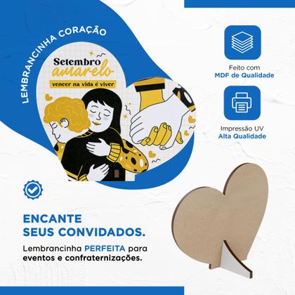 Imagem de Kit 10 Coração MDF Lembrancinha Setembro Amarelo Conscientização