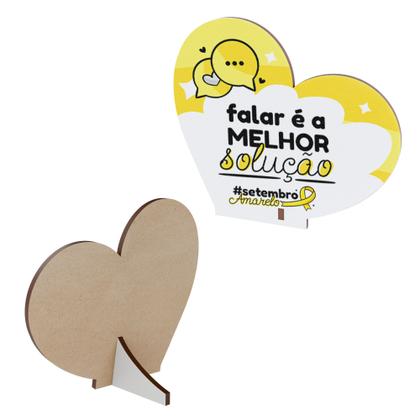 Imagem de Kit 10 Corações MDF Lembrancinha Setembro Amarelo Conscientização