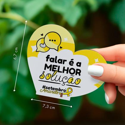 Imagem de Kit 10 Corações MDF Lembrancinha Setembro Amarelo Conscientização
