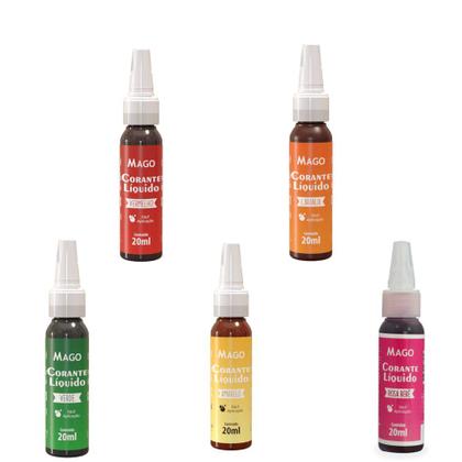 Kit 10 Corante Alimentício Liquido Mago - 20ml Confeitaria Imagem de Kit 10 Corante Alimentício Liquido Mago - 20ml Confeitaria