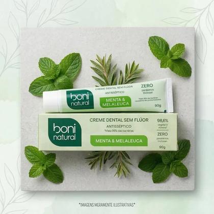Imagem de Kit 10 Cremes Dentais Menta e Melaleuca Sem Fluor Vegano 90g - Boni Natural