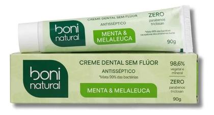 Imagem de Kit 10 Cremes Dentais Menta e Melaleuca Sem Fluor Vegano 90g - Boni Natural